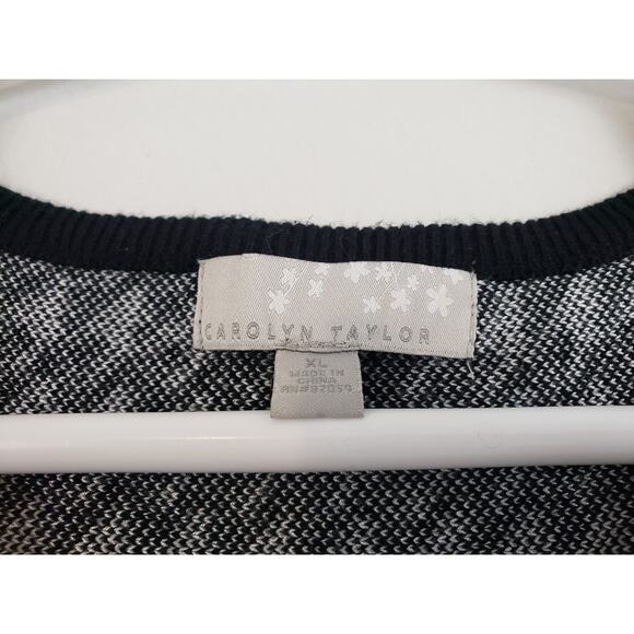 (N5) Y2K Carolyn Taylor Womens Sweater Size XL Dolman Houndstooth Pullover Black - Picture 3 of 8